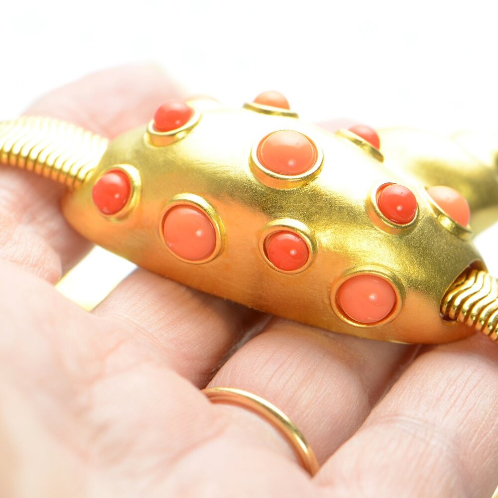 Vintage Kenneth Jay Lane Kjl Coral Cabochon Shell… - image 5